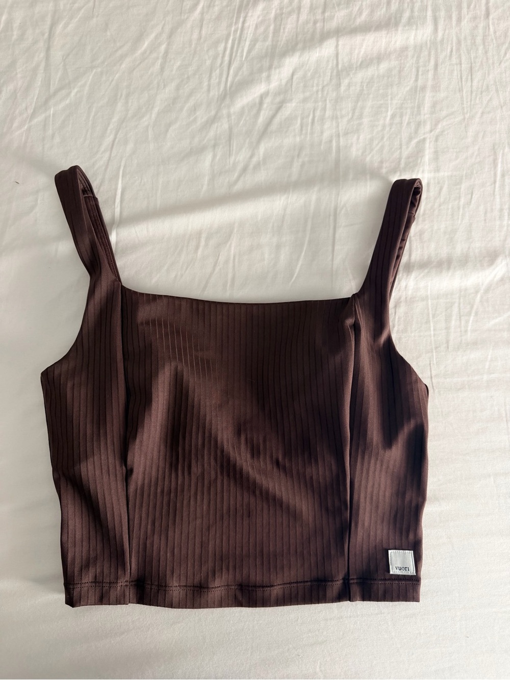 Vuori performance brown ribbed square neck tank Xs